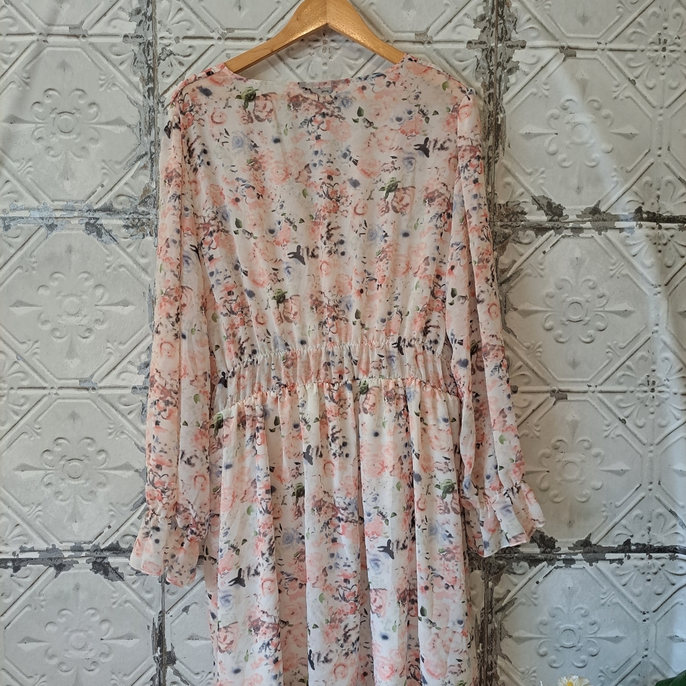 PLUS SIZE FLORAL PRINT FLOUNCE SLEEVE RUFFLE DRESS NWOT SIZE 4X - Picture 4 of 15